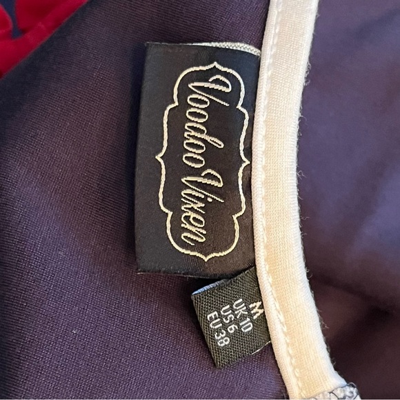 Voodoo Vixen Nautical Dress Bow Fit & Flare Sailor 50’s Navy Midi Womans Size 6 - Picture 9 of 11